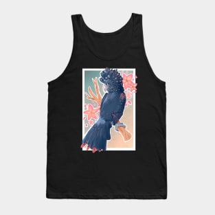 Red Tailed Black Cockatoo with Plumeria Tank Top